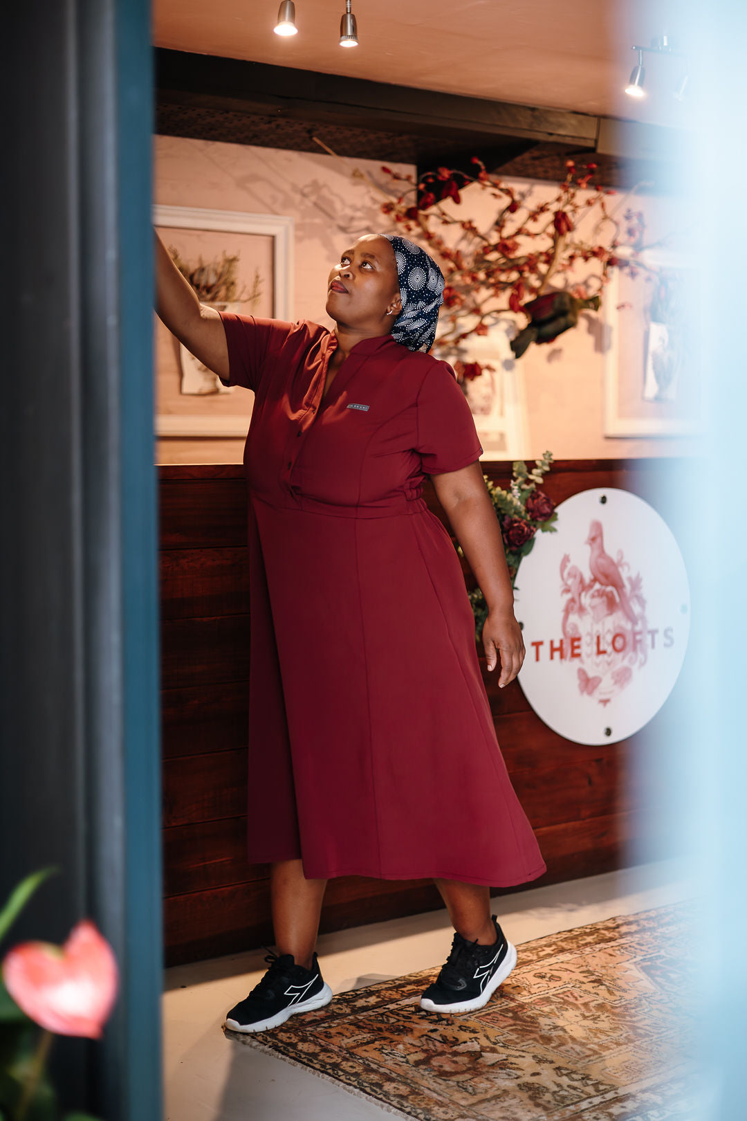 The Graca Women's Workwear Dress - Burgundy