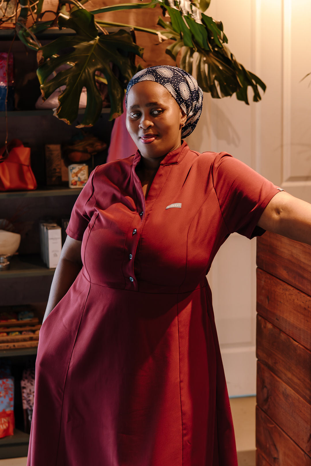 The Graca Women's Workwear Dress - Burgundy