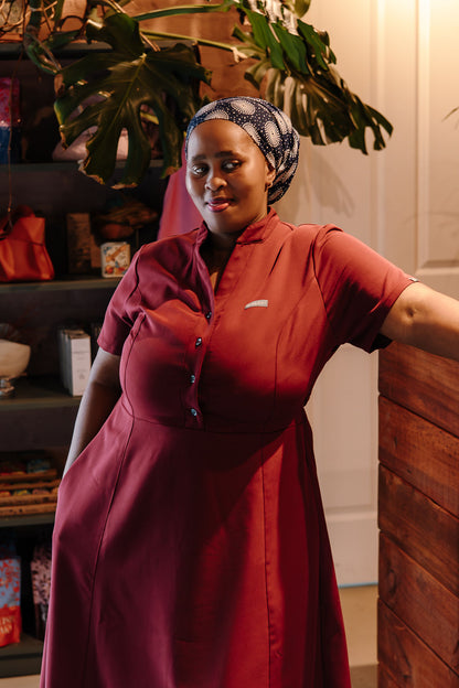 The Graca Women's Workwear Dress - Burgundy