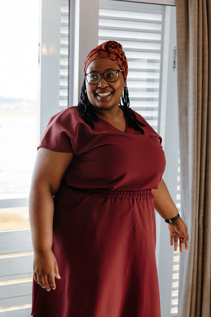 The Thuli Women's Workwear Top - Burgundy