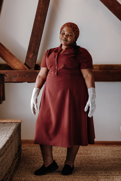 The Graca Women's Workwear Dress - Burgundy