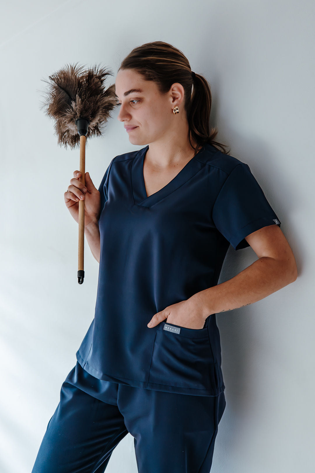 The Marie Women's Workwear Top - Navy
