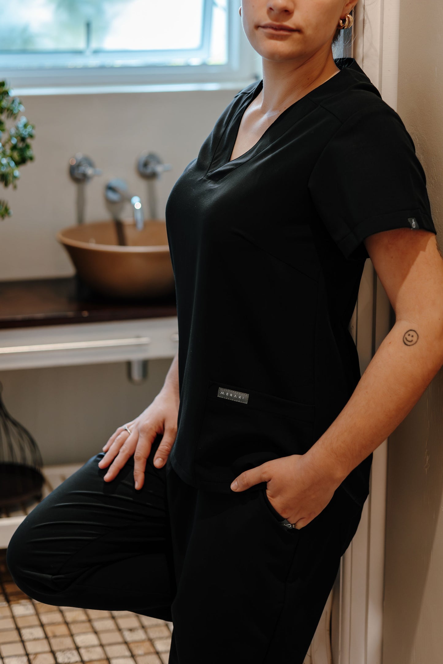 The Marie Women's Workwear Top - Black